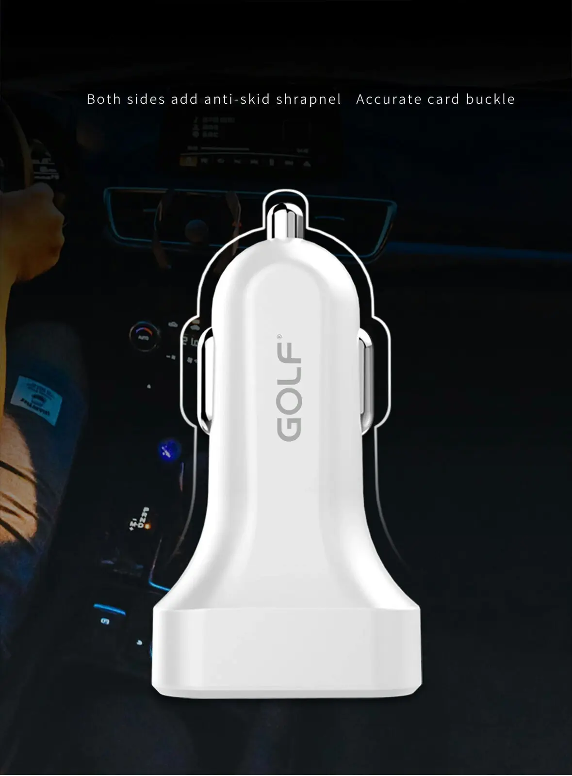 Golf GF-C11 Double USB Mini 2.1A Smart Car Charger Travel 12V 24V Universal Car Mounted Charger White