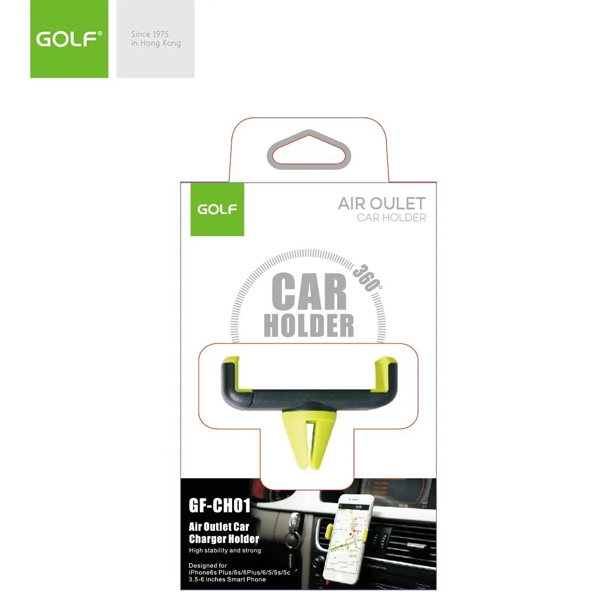 Golf GF-CH01 Car Air Outlet Mount Stand Holder Black/Green