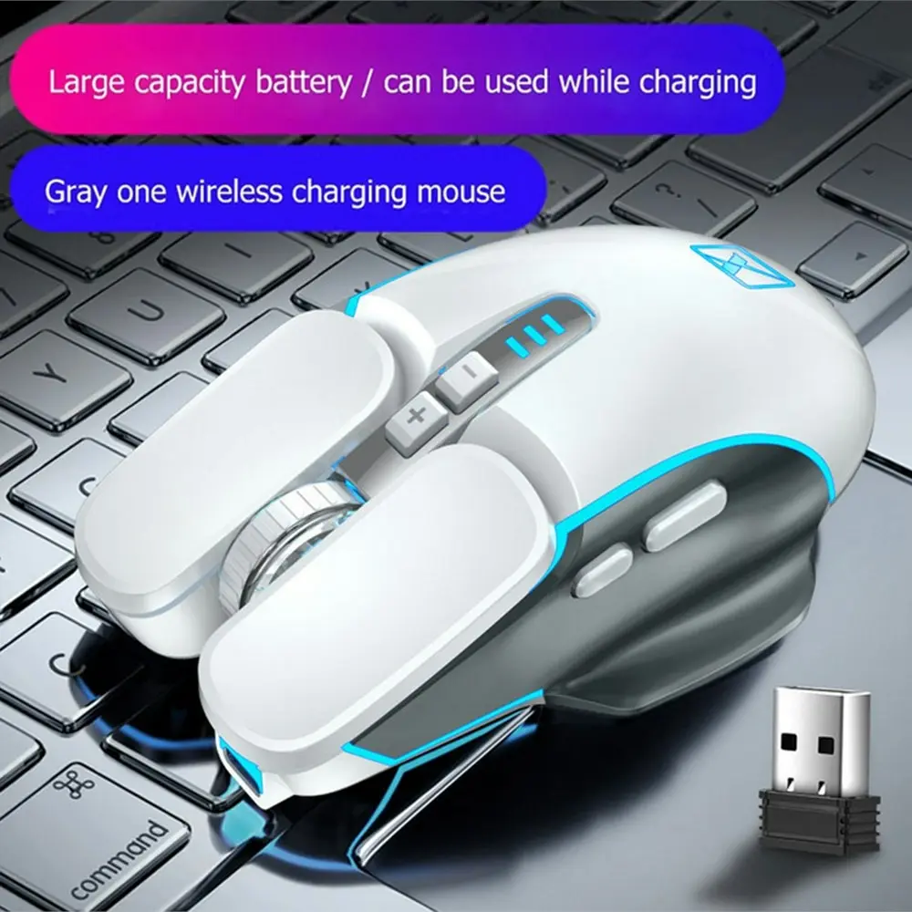 Silent Wireless Mouse Rechargeable 2400DPI Mechanical Game Mouse