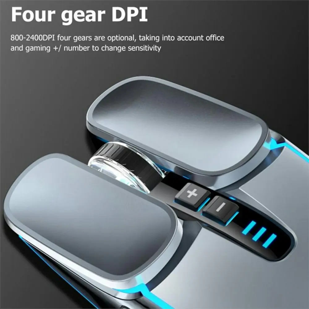 Silent Wireless Mouse Rechargeable 2400DPI Mechanical Game Mouse