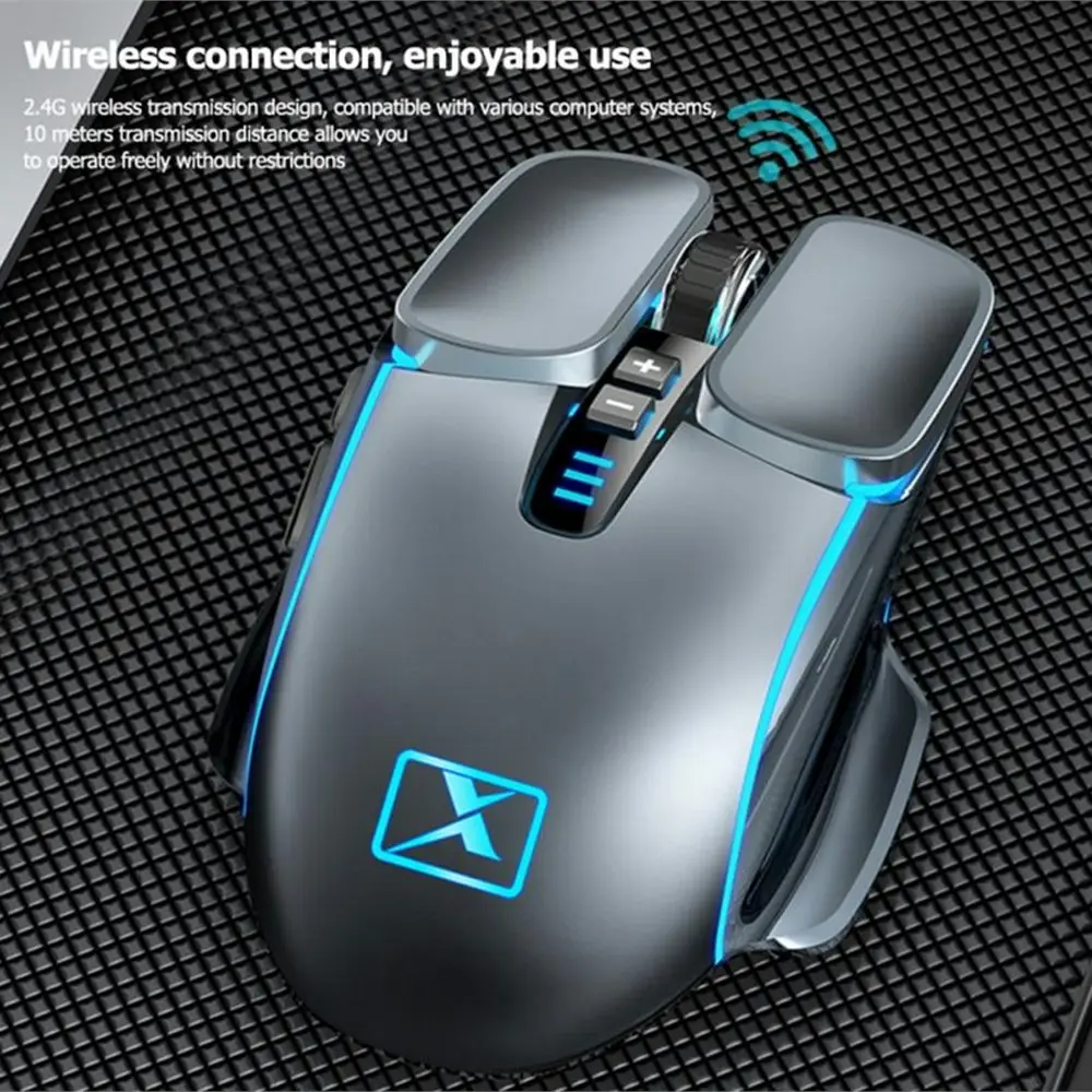 Silent Wireless Mouse Rechargeable 2400DPI Mechanical Game Mouse