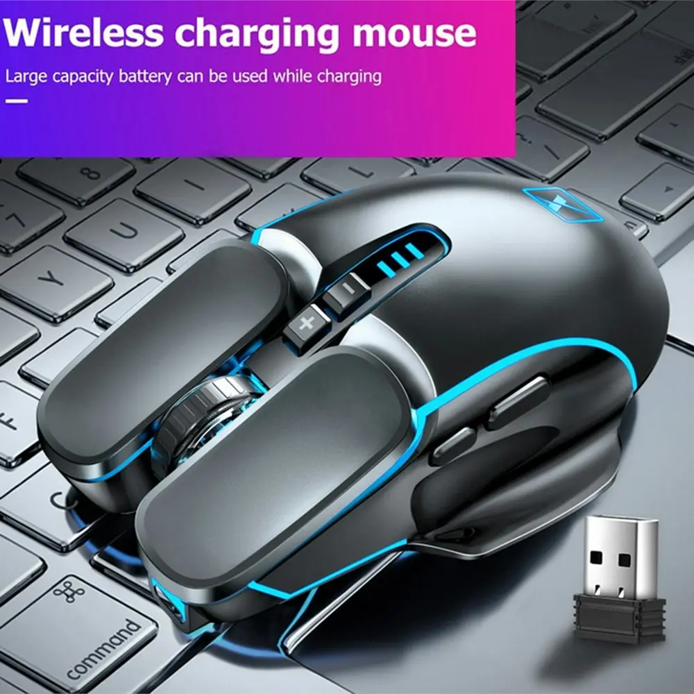 Silent Wireless Mouse Rechargeable 2400DPI Mechanical Game Mouse