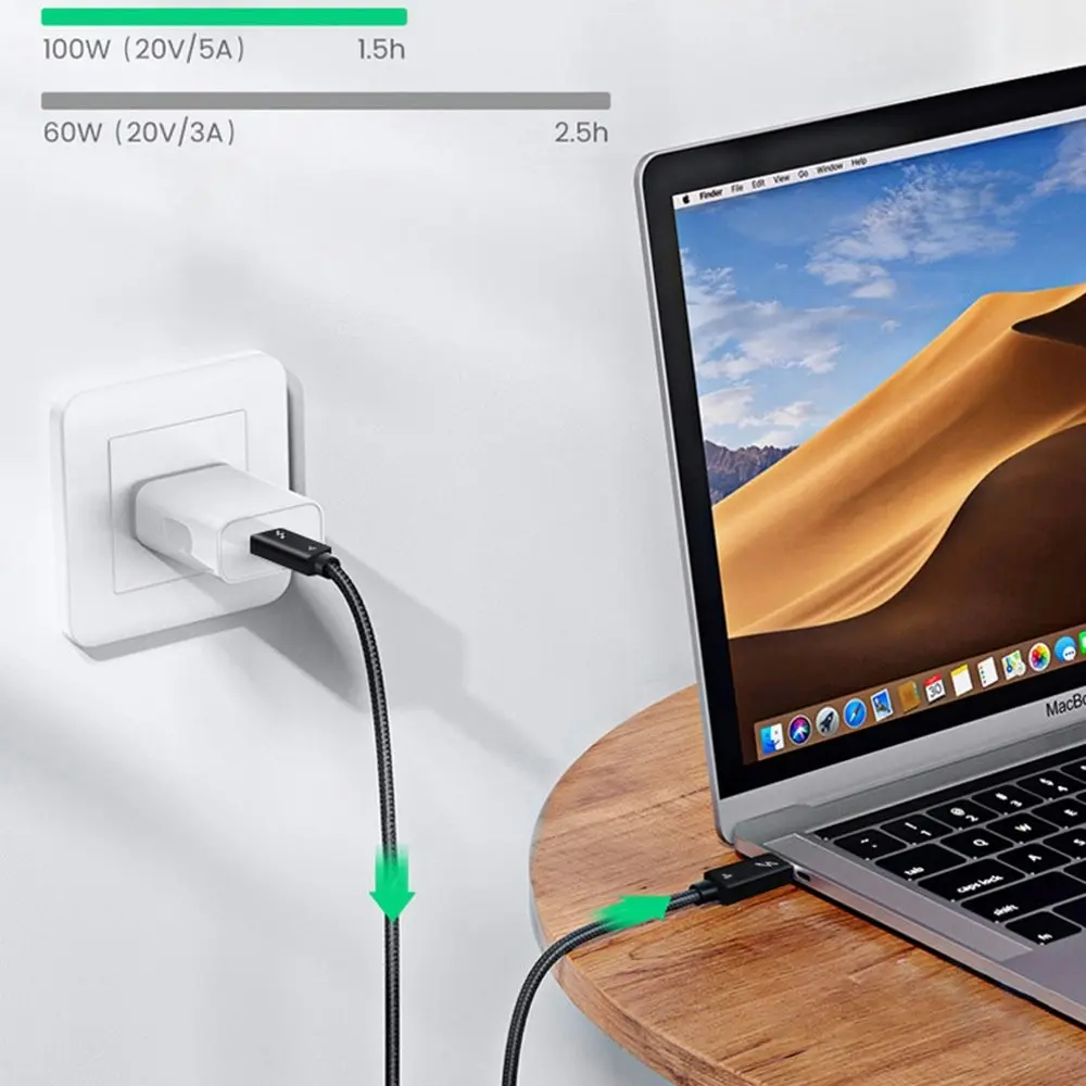 100W Thunderbolt 4 PD Type-C to?Type-C fast charging data cable