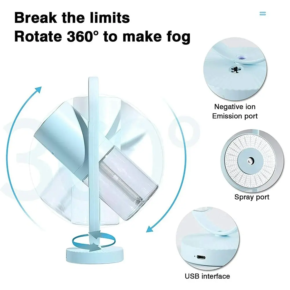 360°Rotating Portable mini Air Humidifier with Colourful Lights