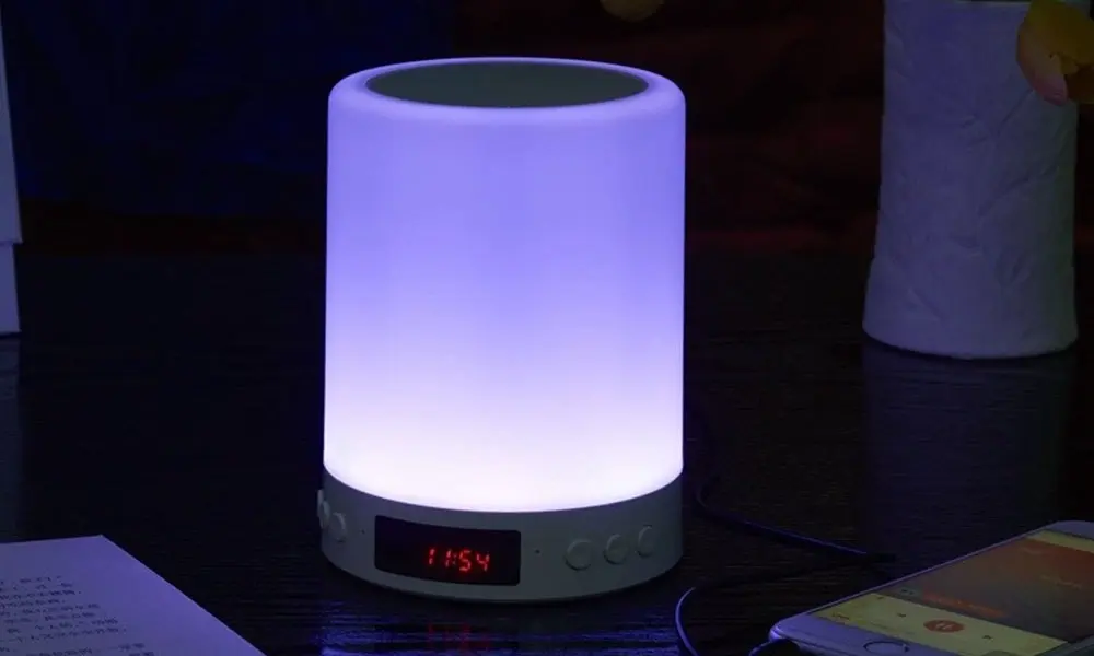 Portable Bluetooth Speaker with Colour-Changing LED  light  and Alarm clock