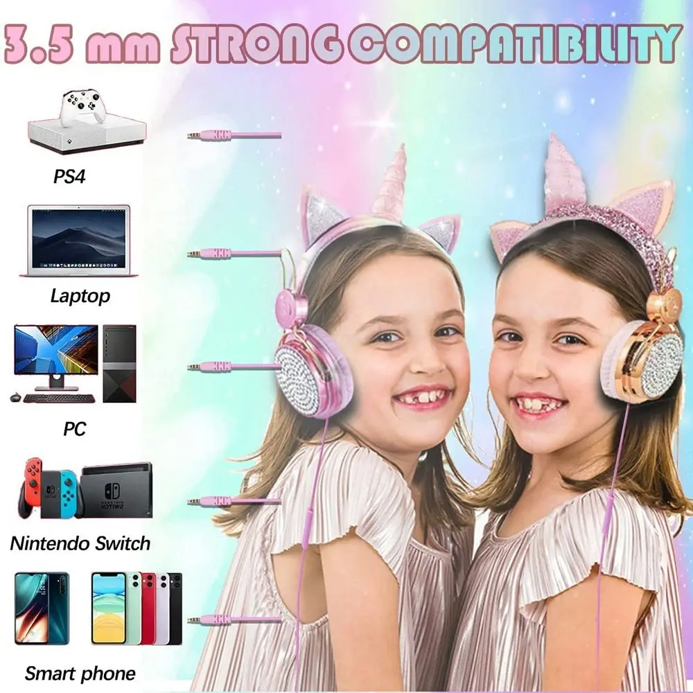 Unicorn Wired Headphones With Microphone 3.5mm Jack for boys and girls