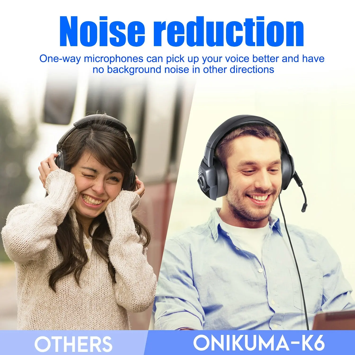 Onikuma K6 RGB Gaming Headset for PC, PS4, Xbox One, Stereo Gaming Headphones with 7.1 Surround Sound, Noise Cancelling Mic, LED Lights, Soft Ear Pads