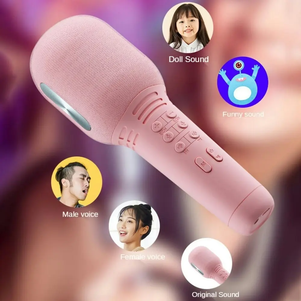 Wireless Bluetooth Microphone Mobile Phone Karaoke Microphone-pink