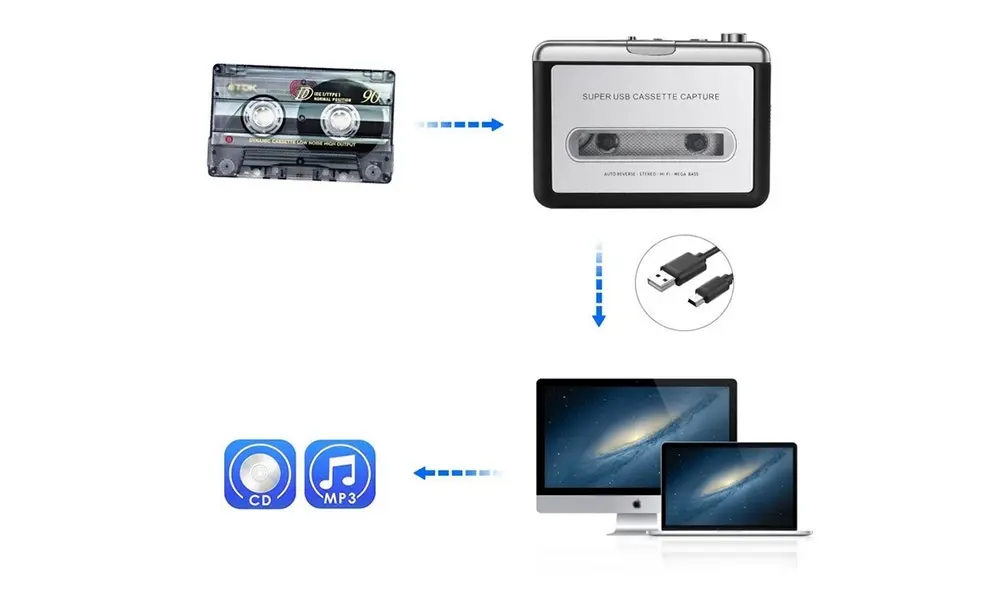 Retro Cassette to MP3 Converter-Black & Silver