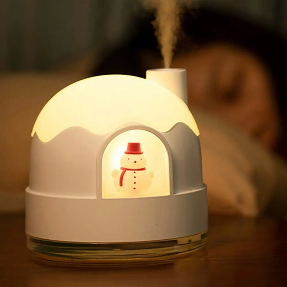 Cute Silent Snow House Humidifier Usb Desktop Night Light Mini Air Humidifier