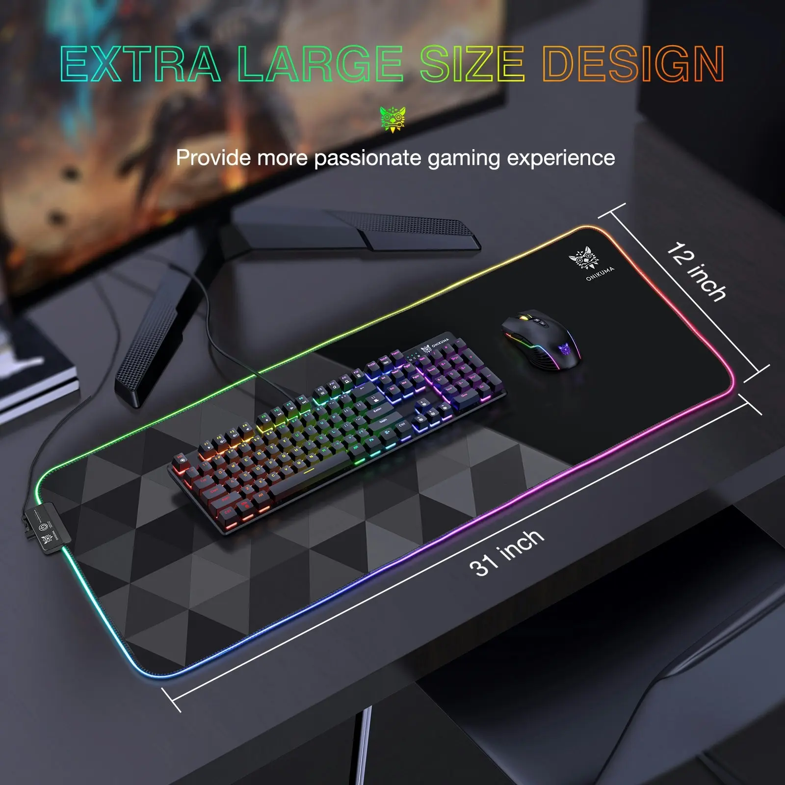 Onikuma G6 RGB Backlit Gaming Mouse Pad Large 80x30cm Computer Mouse keyboard Desk Mat Gamers Mousepad