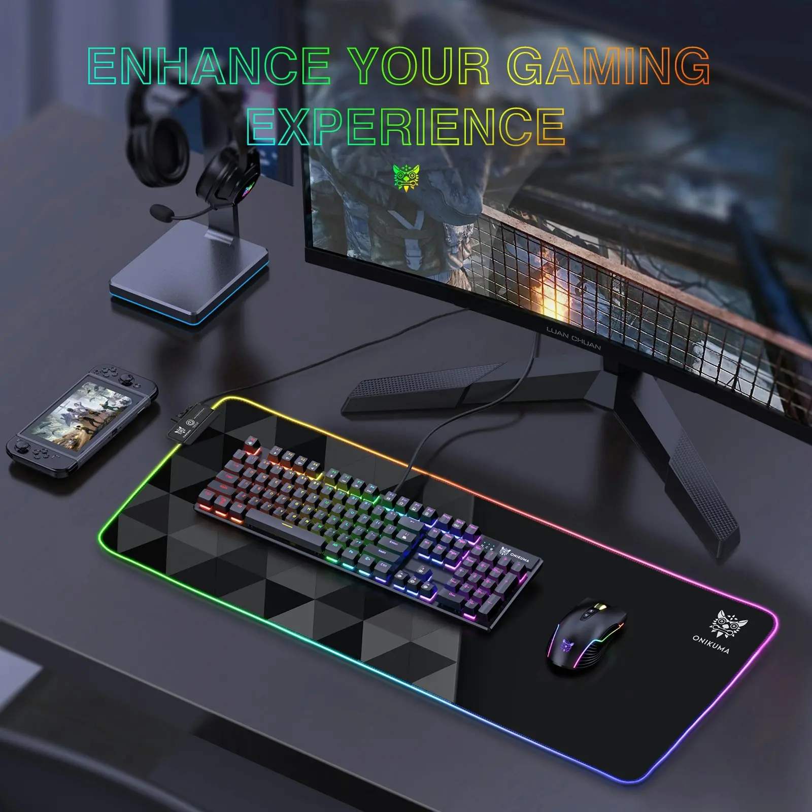 Onikuma G6 RGB Backlit Gaming Mouse Pad Large 80x30cm Computer Mouse keyboard Desk Mat Gamers Mousepad