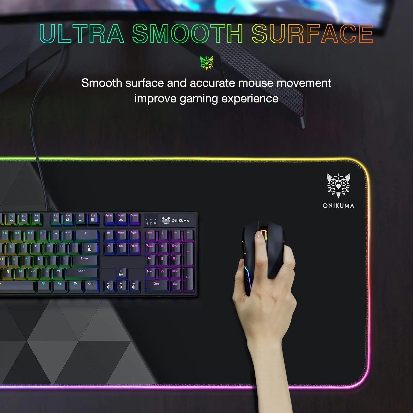 Onikuma G6 RGB Backlit Gaming Mouse Pad Large 80x30cm Computer Mouse keyboard Desk Mat Gamers Mousepad