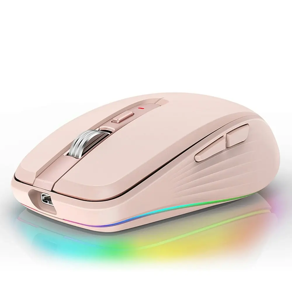 Wireless Computer Mouse, Dual Mode Mouse with RGB LED Lights