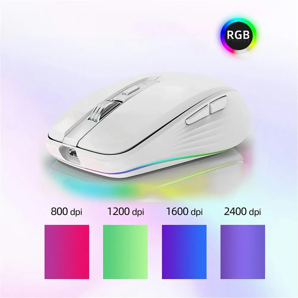 Wireless Computer Mouse, Dual Mode Mouse with RGB LED Lights