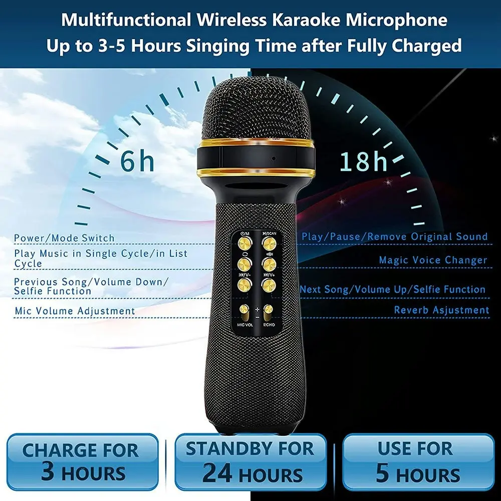 Bluetooth Handheld Microphone Wireless Karaoke Speaker