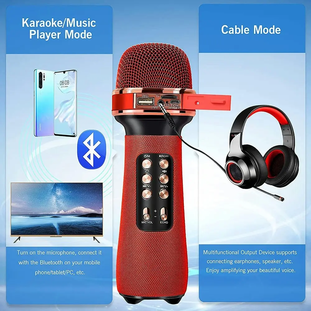 Bluetooth Handheld Microphone Wireless Karaoke Speaker