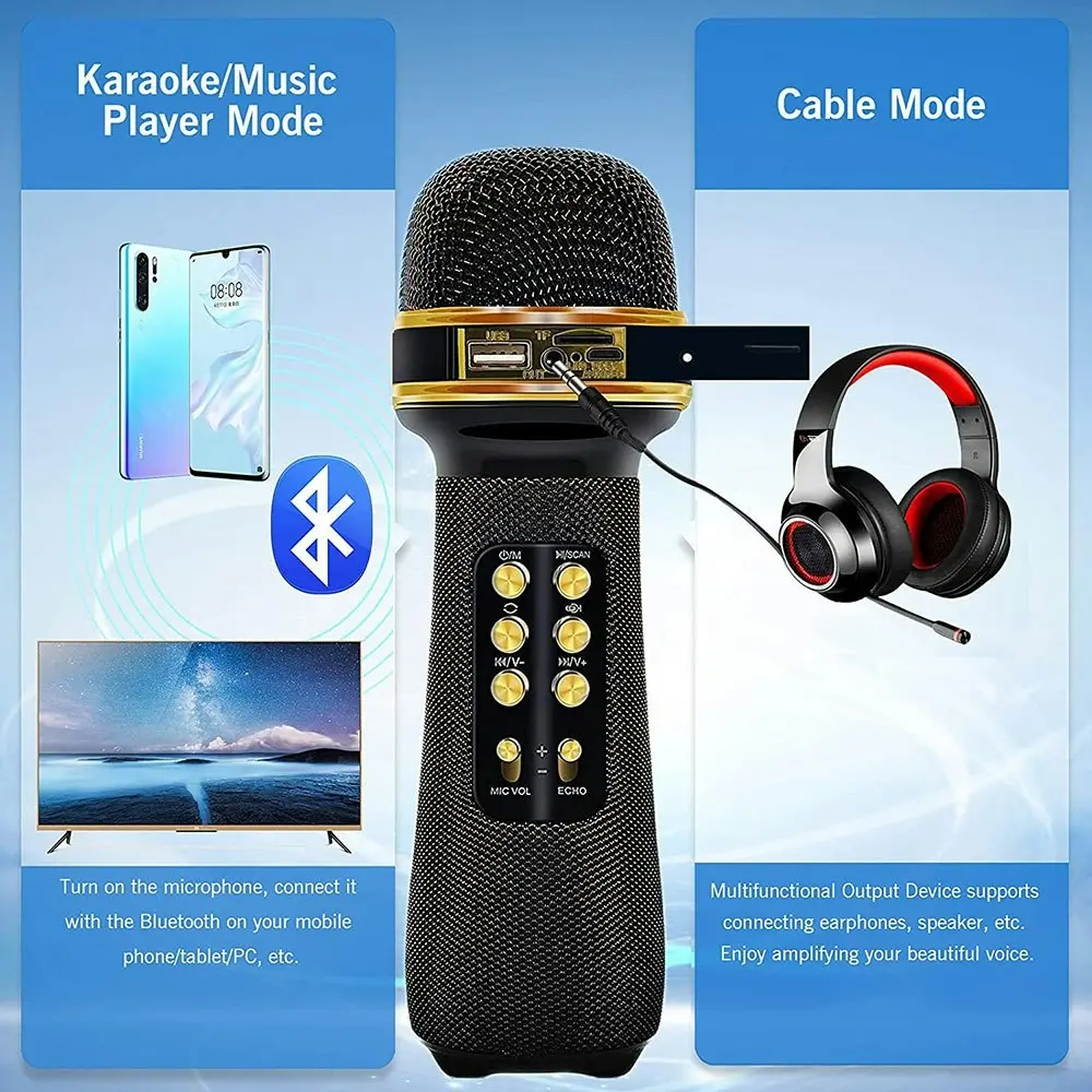 Bluetooth Handheld Microphone Wireless Karaoke Speaker