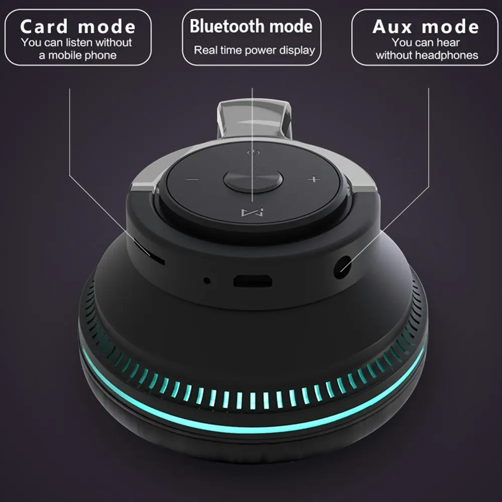 Head-mounted Bluetooth headset LED subwoofer wireless headset