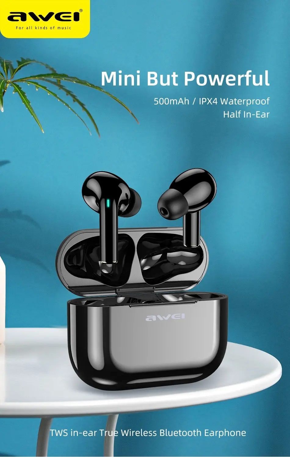 Awei T29 True Wireless Earbuds Bluetooth 5.0 With Mic Touch Control Waterproof IPX4 Stereo Sound For Mobile Phones