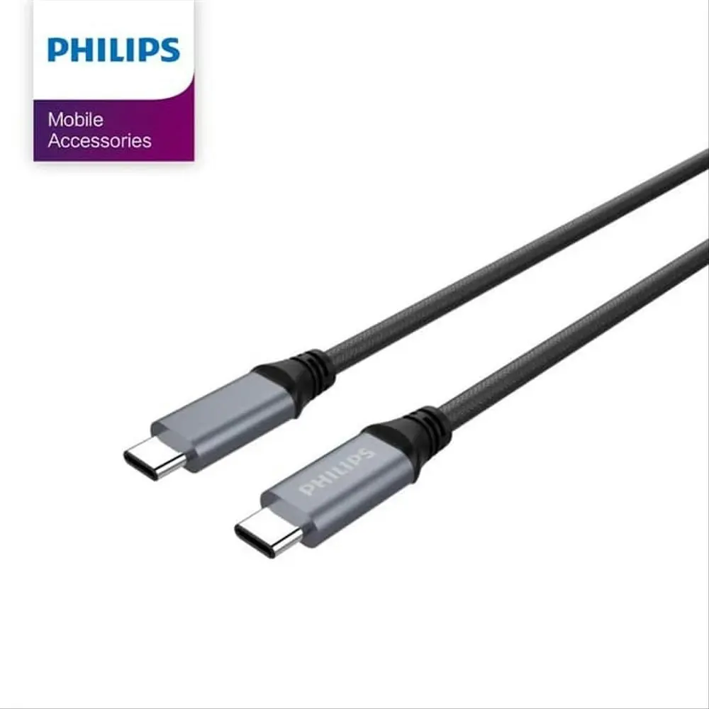 Philips Type C to Type C 3.0, Braided cable, 1m Black