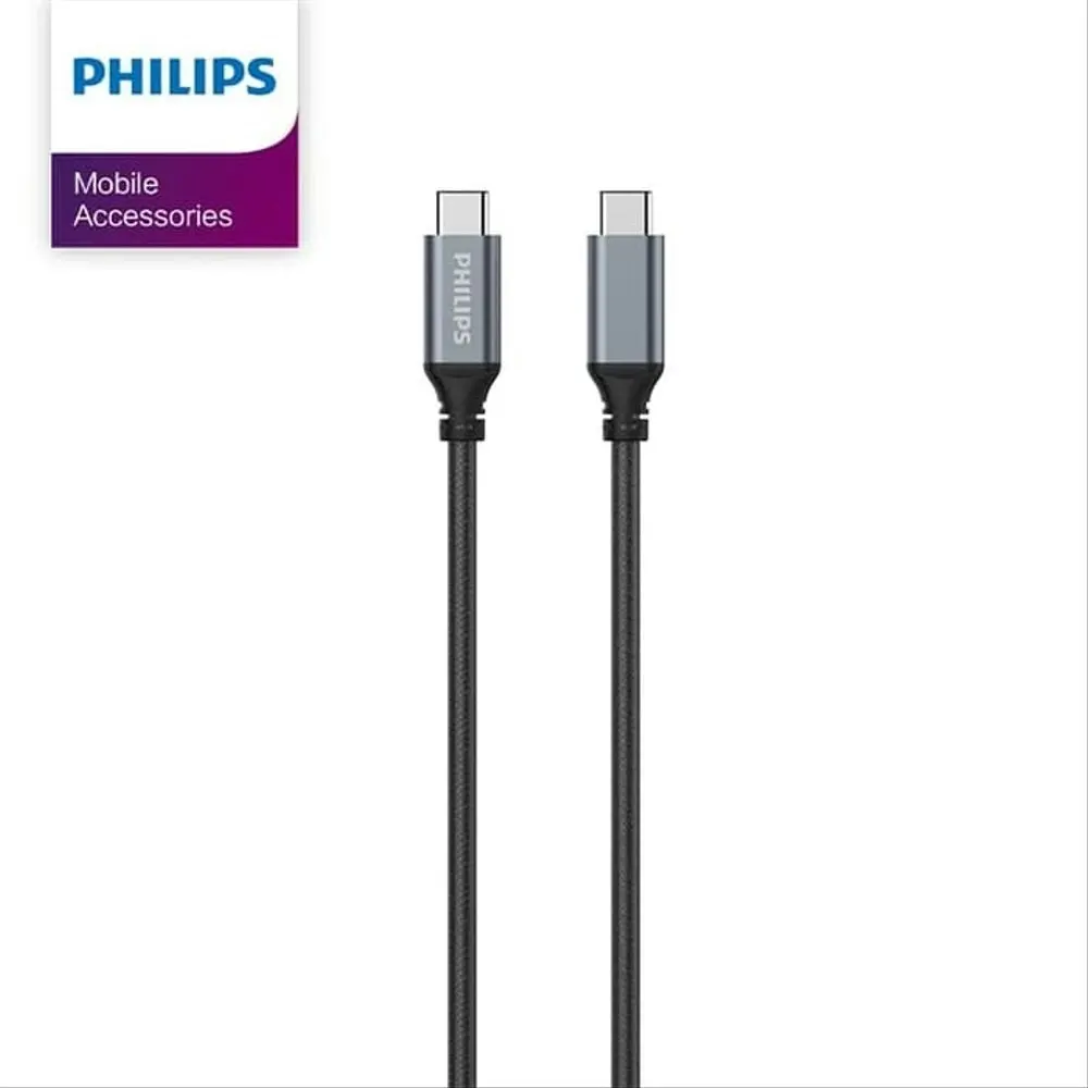 Philips Type C to Type C 3.0, Braided cable, 1m Black