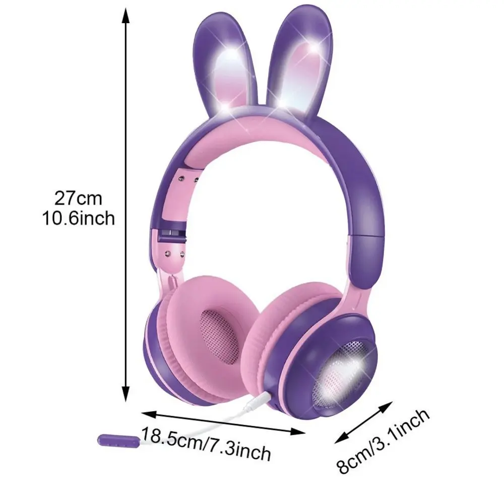 Cute Foldable RGB Luminous Wireless Bluetooth Headset With Microphone