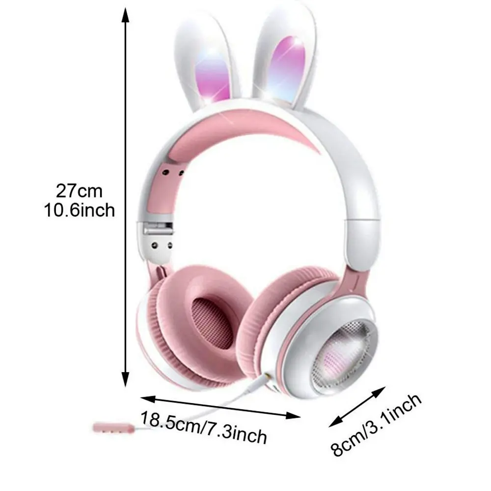 Cute Foldable RGB Luminous Wireless Bluetooth Headset With Microphone