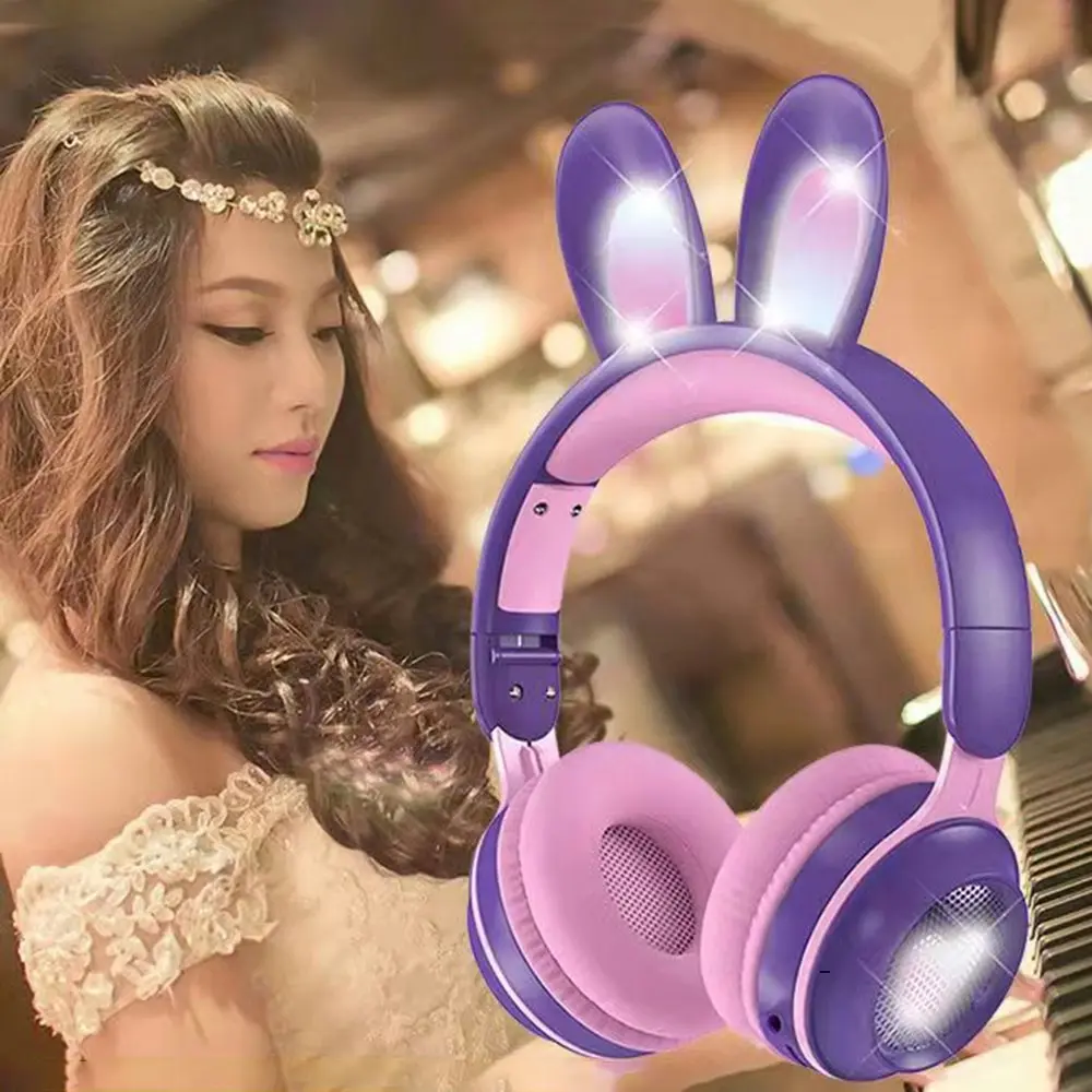 Cute Foldable RGB Luminous Wireless Bluetooth Headset With Microphone