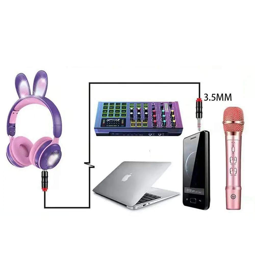 Cute Foldable RGB Luminous Wireless Bluetooth Headset With Microphone