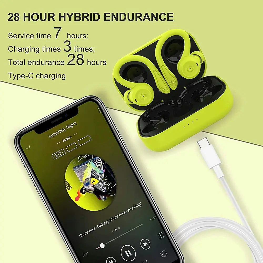 Sport Wireless Earbuds Bluetooth Earphones with Earhooks