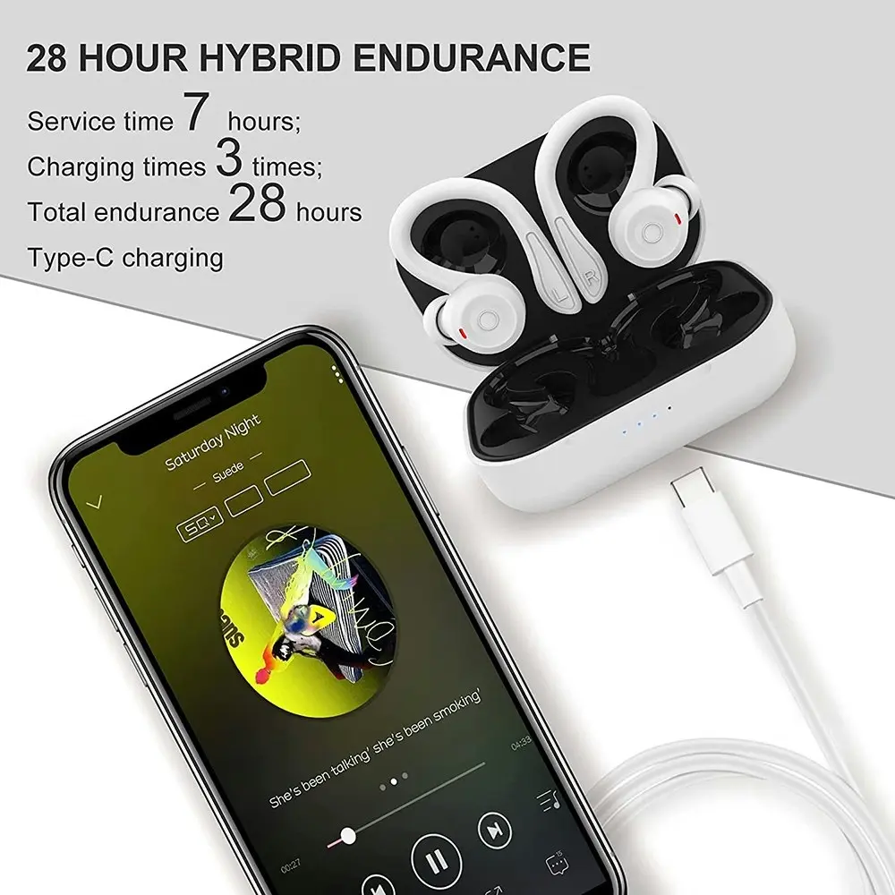 Sport Wireless Earbuds Bluetooth Earphones with Earhooks