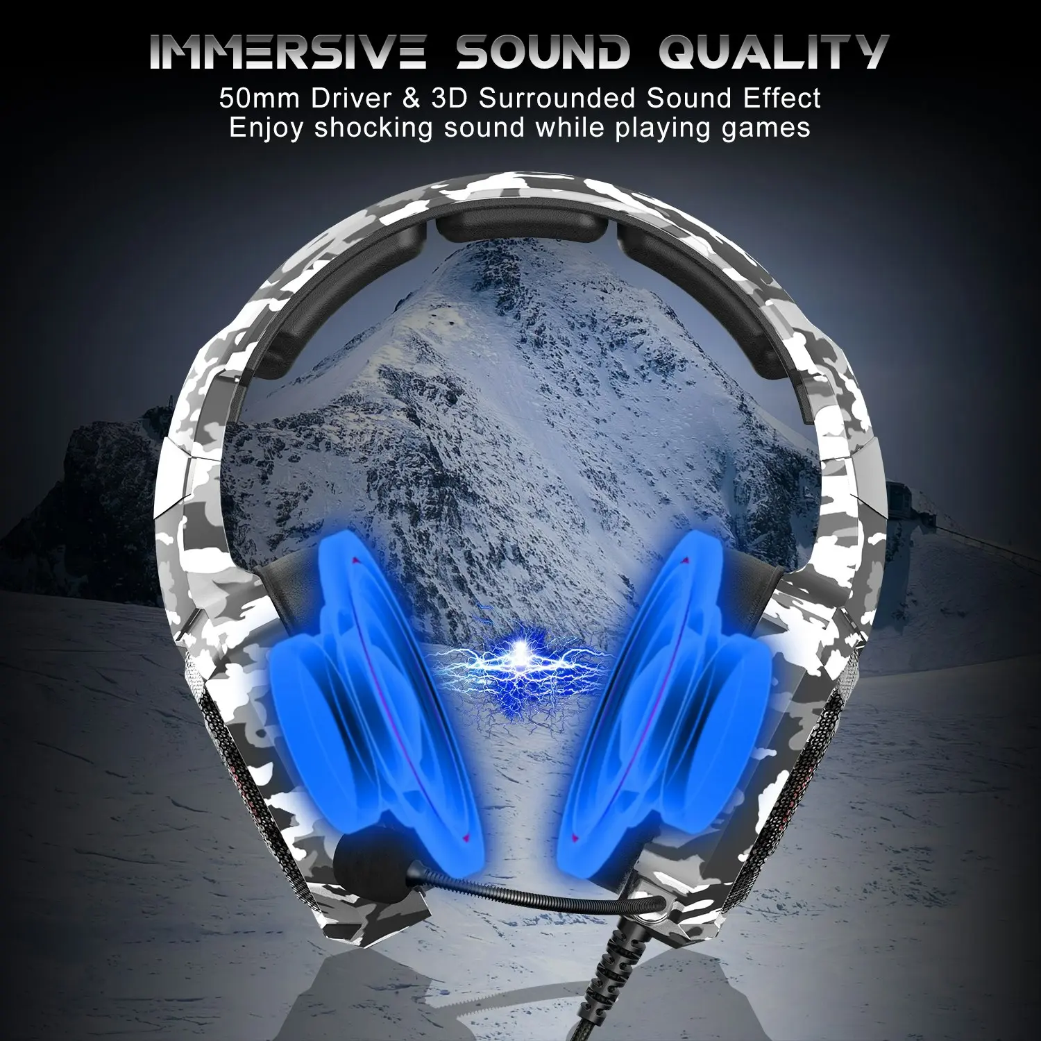 Onikuma K8 Headset Gaming for PS4 New Xbox One, Stereo Over-Ear Headphones & Noise-canceling Microphone