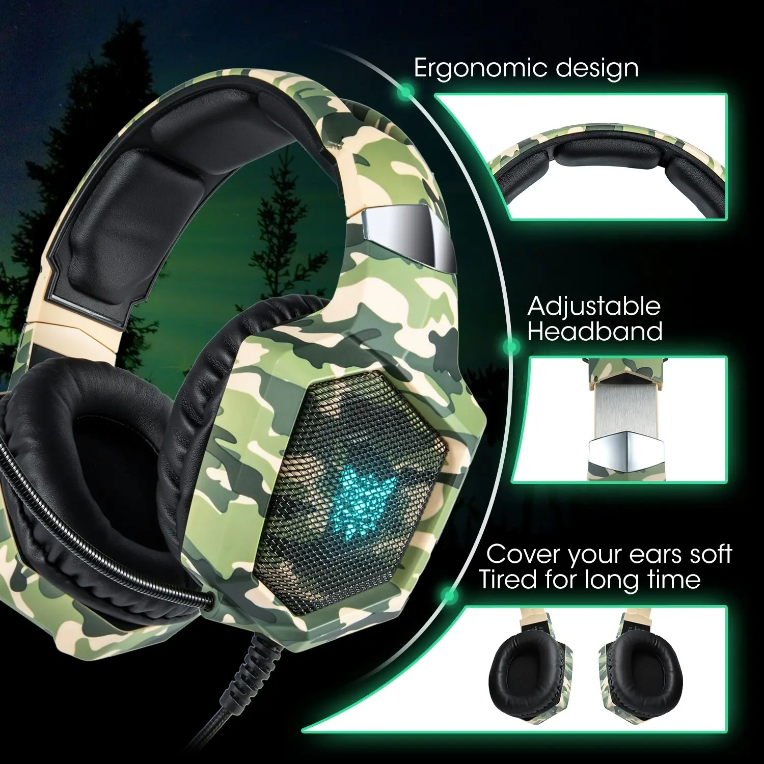 Onikuma K8 Headset Gaming for PS4 New Xbox One, Stereo Over-Ear Headphones & Noise-canceling Microphone