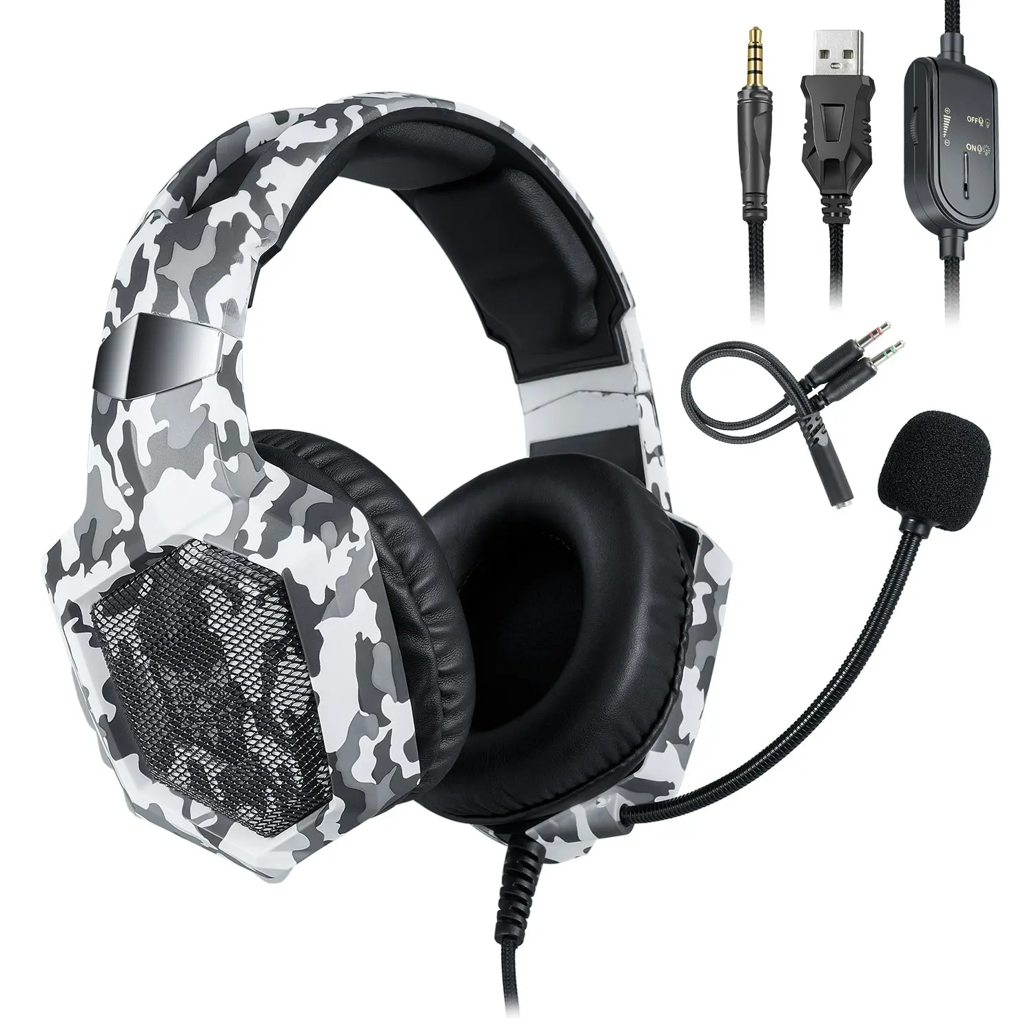 Onikuma K8 Headset Gaming for PS4 New Xbox One, Stereo Over-Ear Headphones & Noise-canceling Microphone