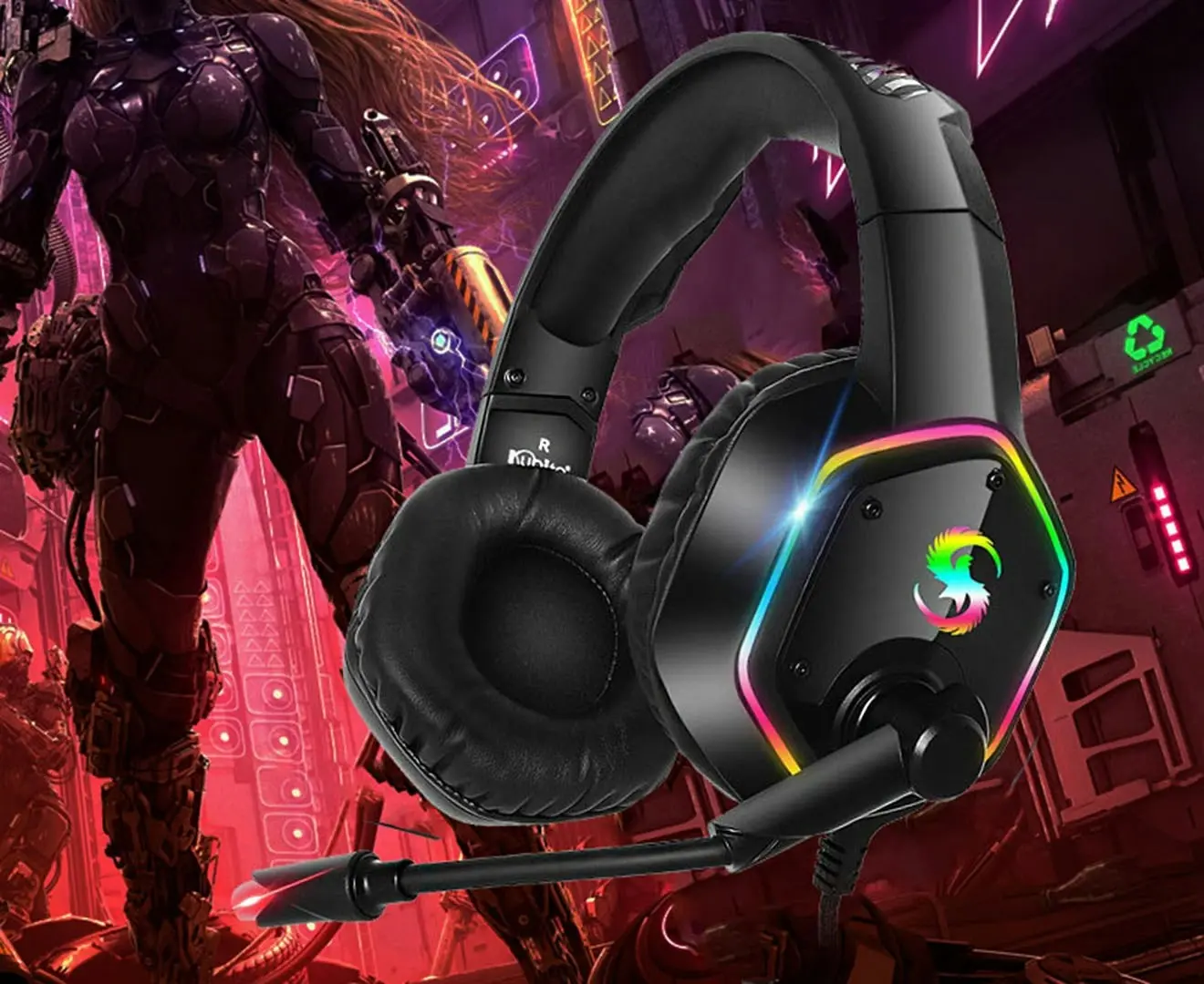 7.1 RGB LED Gaming Headset With HD Mic Noise Canceling For PC PS4 PS5 Xbox