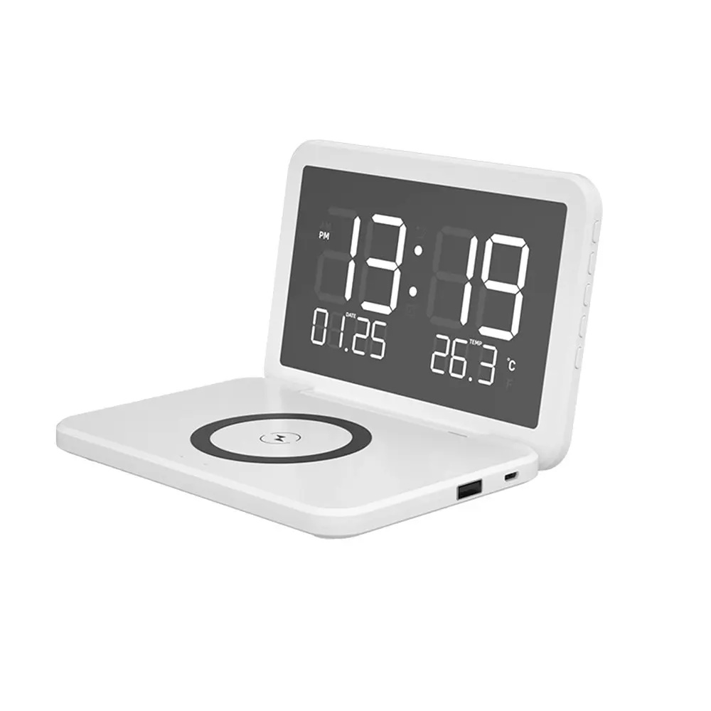 Multifunctional 15W Fast Wireless Charging Clock With Temperature