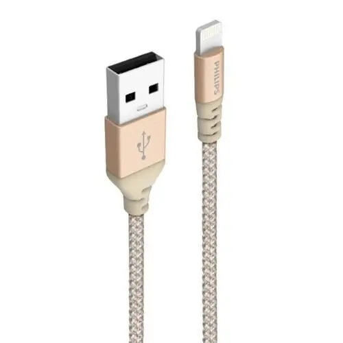 Philips USB A to Lightning, 1.2m,Nylon Braided cable Gold