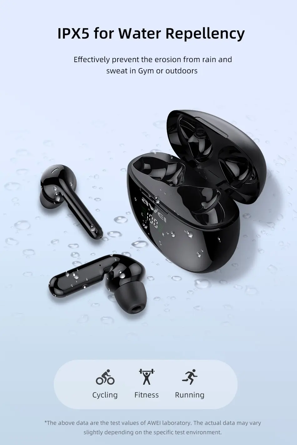 Awei T15P TWS Earbuds Bluetooth Headphones Wireless Touch Control Earphone Waterproof IPX5 For Mobile Phone