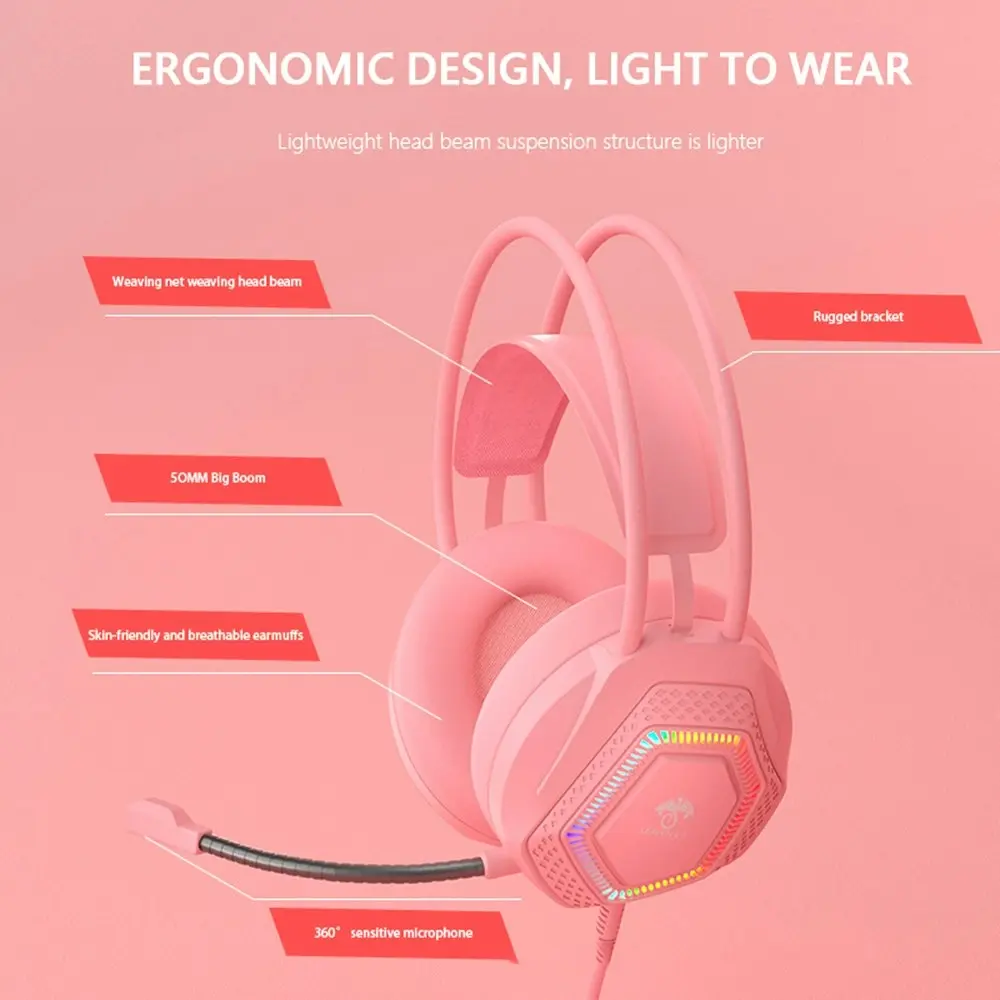 7.1 Computer Wired Headset Wire Control Gaming Headphones With Microphone