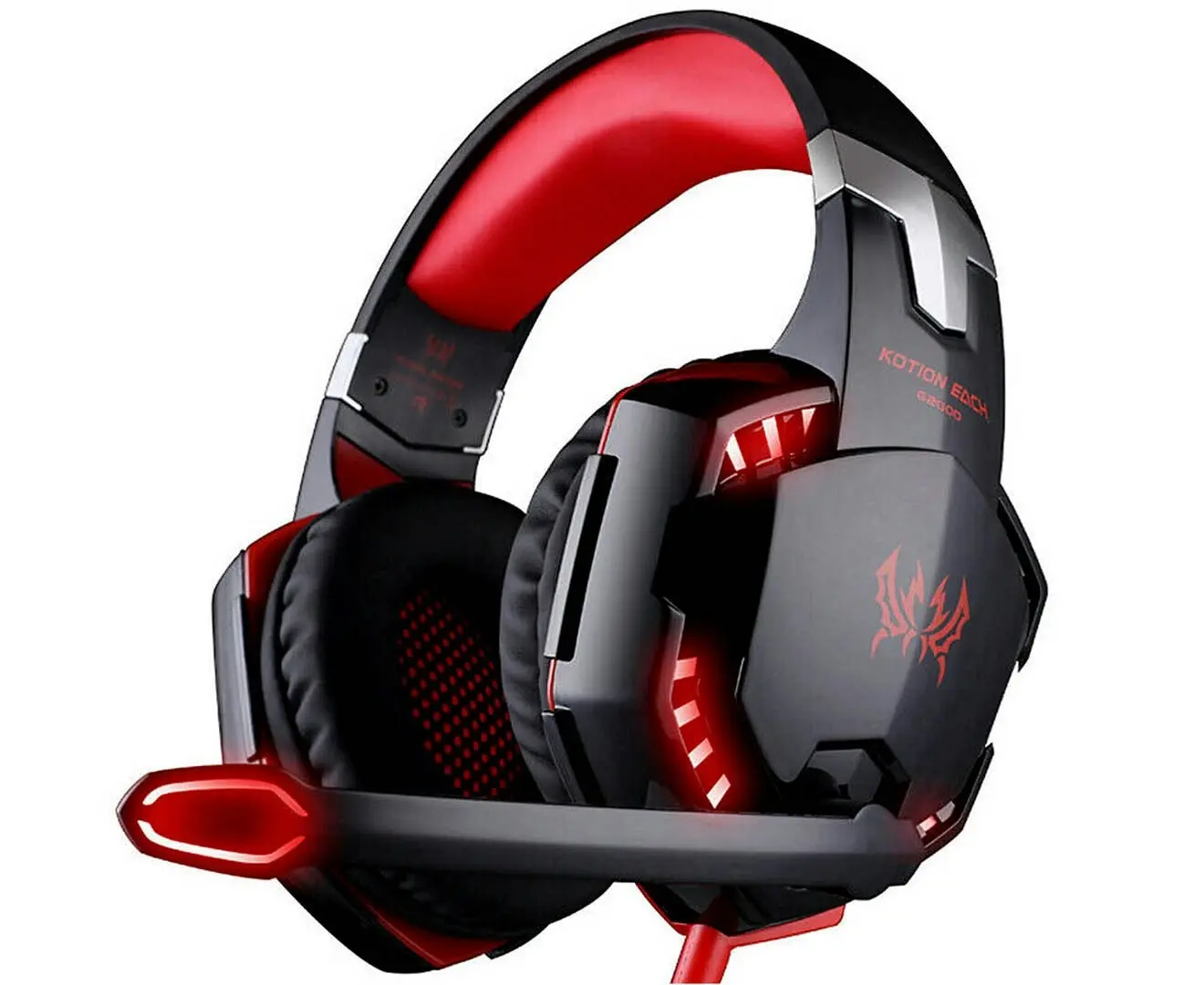 Gaming Headset Surround Sound Over Ear Headphones with Mic,LED Light