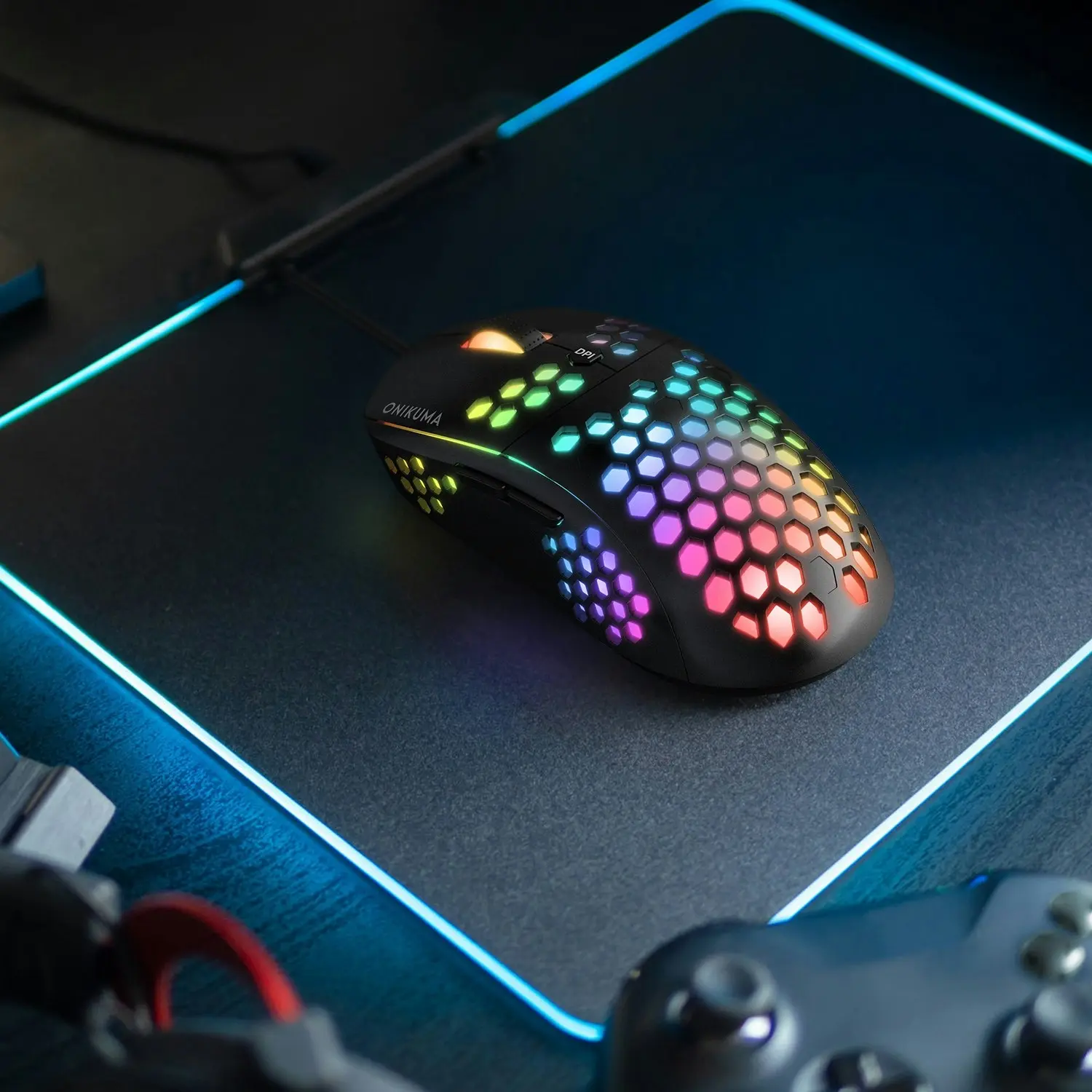 Onikuma CW903 RGB Six-Speed Adjustable honeycomb Non-Slip Wired  Gaming Mouse