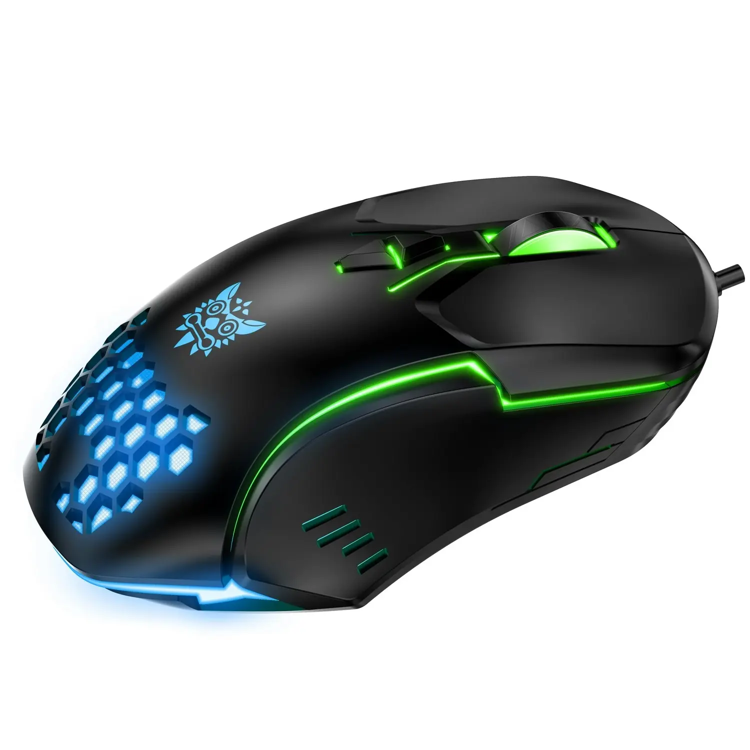 Onikuma CW902 Wired Gaming Mouse 6400DPI RGB Backlight Computer Mouse Hollow Honeycomb Mice for Computer Laptop PC Gamer