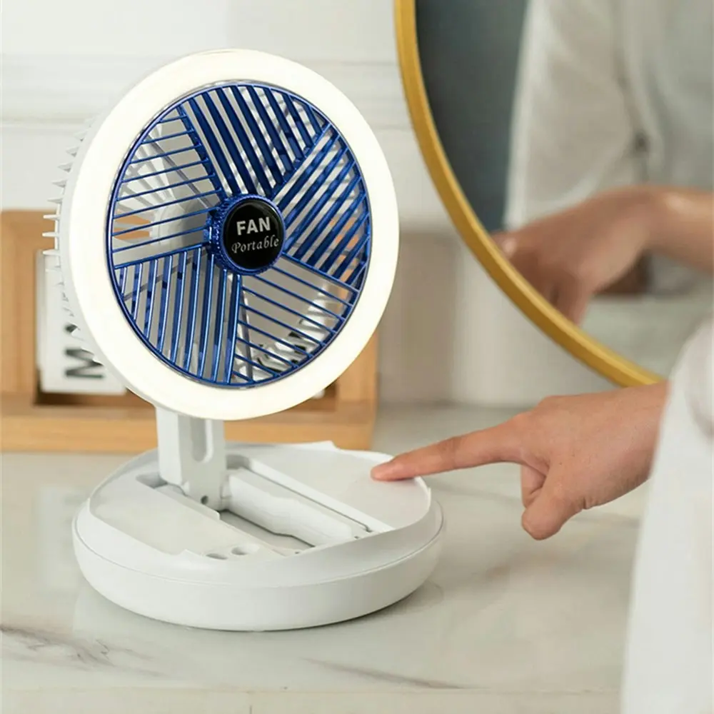 Mini Fan Led Night Light Desktop Portable Rechargeable Folding Ceiling Fan