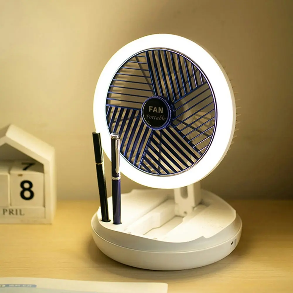 Mini Fan Led Night Light Desktop Portable Rechargeable Folding Ceiling Fan