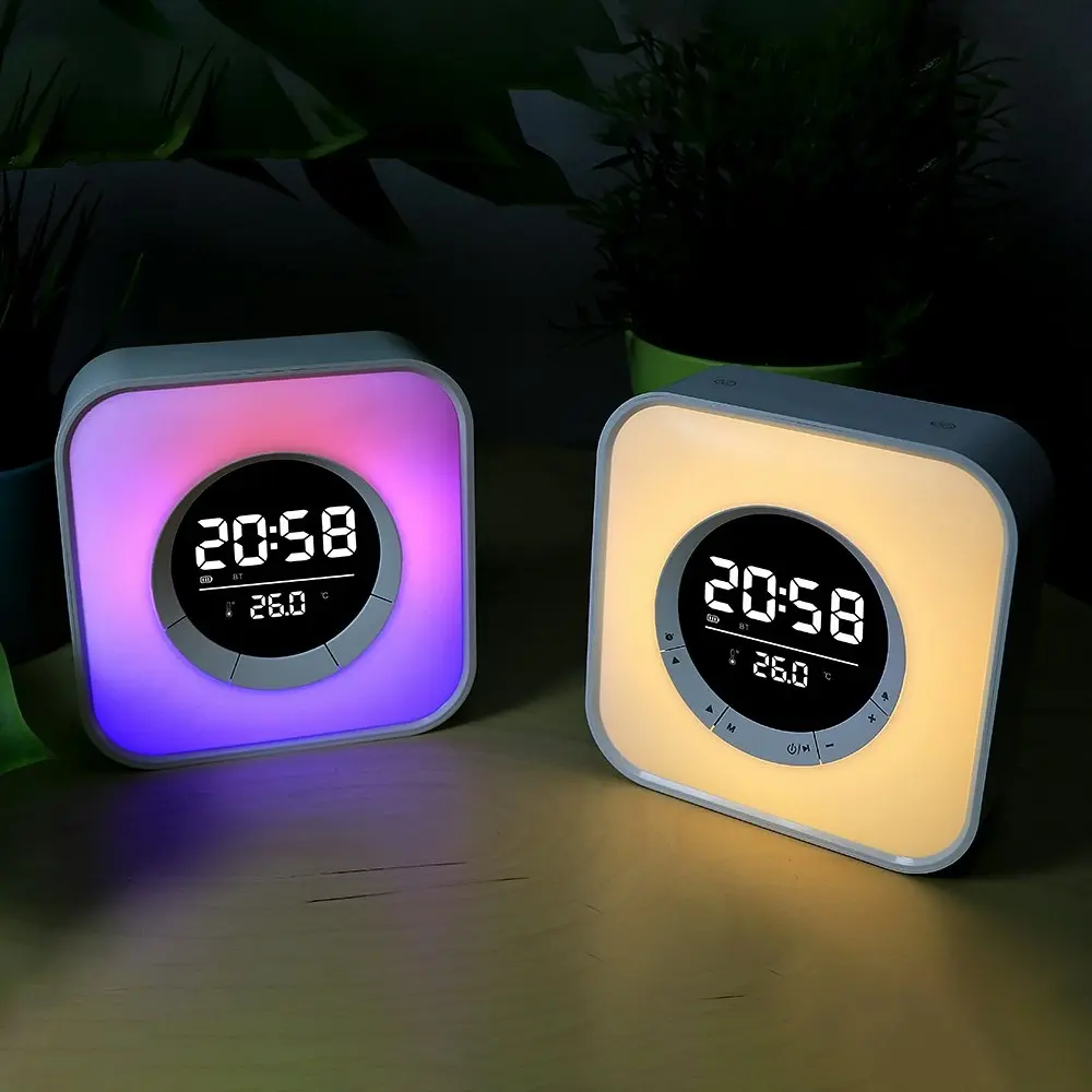 Portable Wireless Stereo Bluetooth Speaker With Alarm Clock And Temperature Display