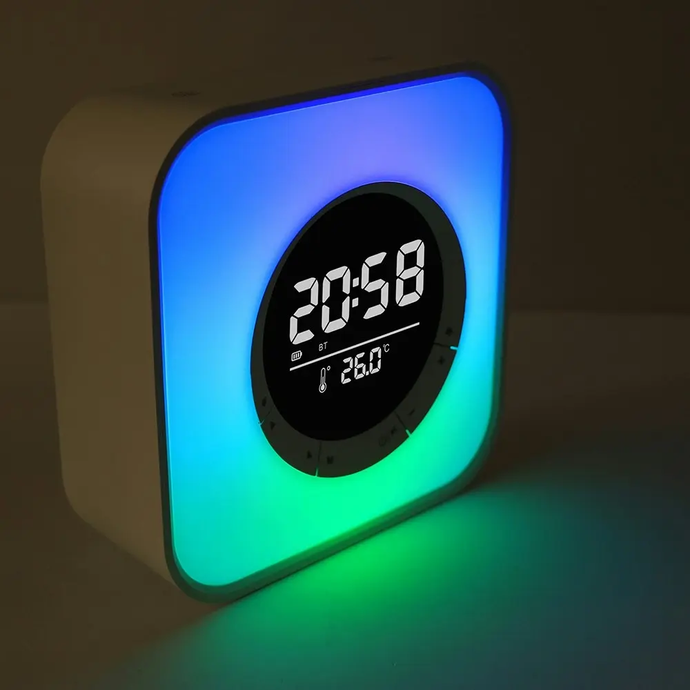 Portable Wireless Stereo Bluetooth Speaker With Alarm Clock And Temperature Display