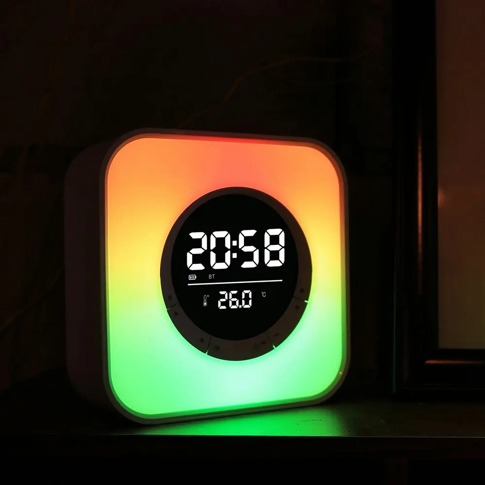 Portable Wireless Stereo Bluetooth Speaker With Alarm Clock And Temperature Display