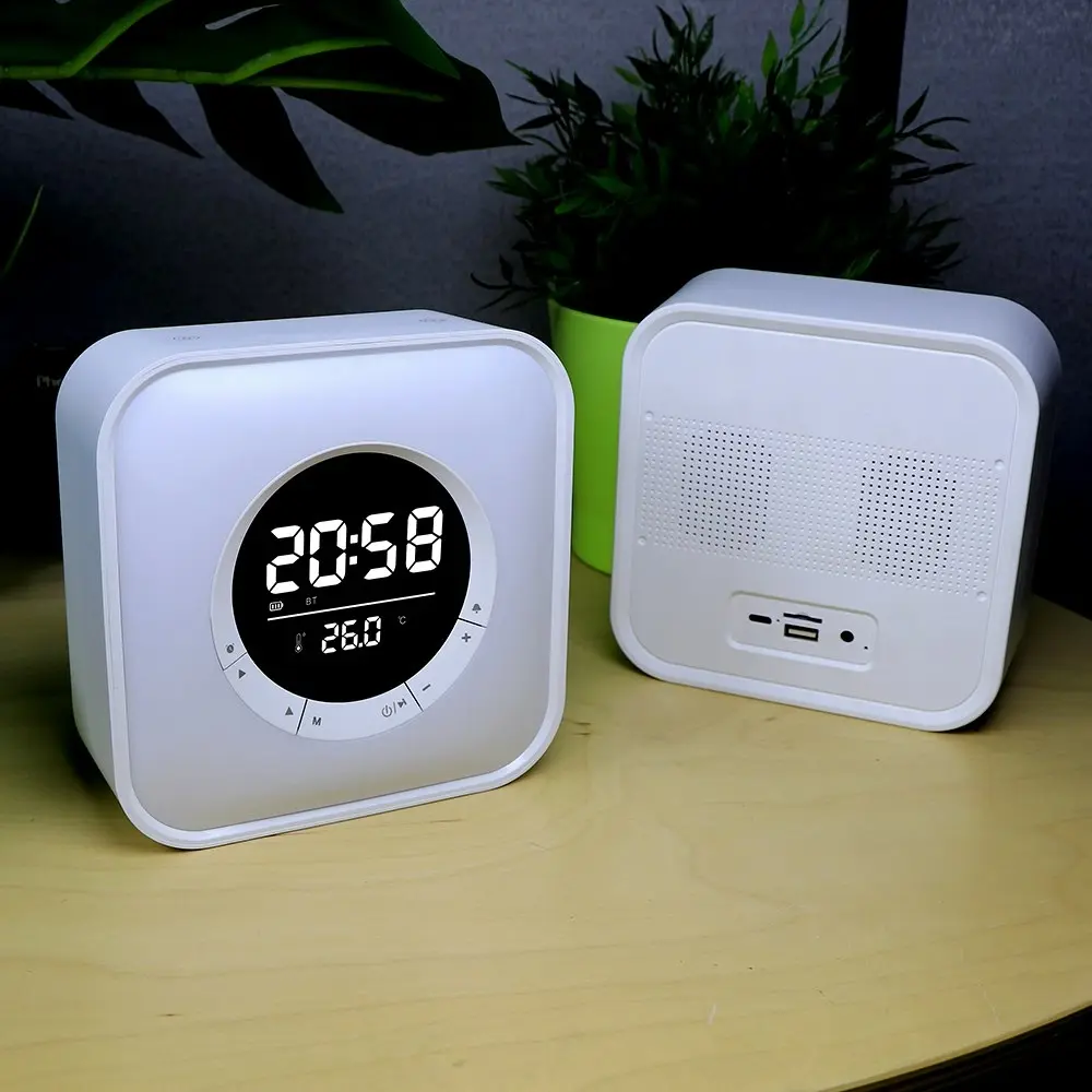 Portable Wireless Stereo Bluetooth Speaker With Alarm Clock And Temperature Display