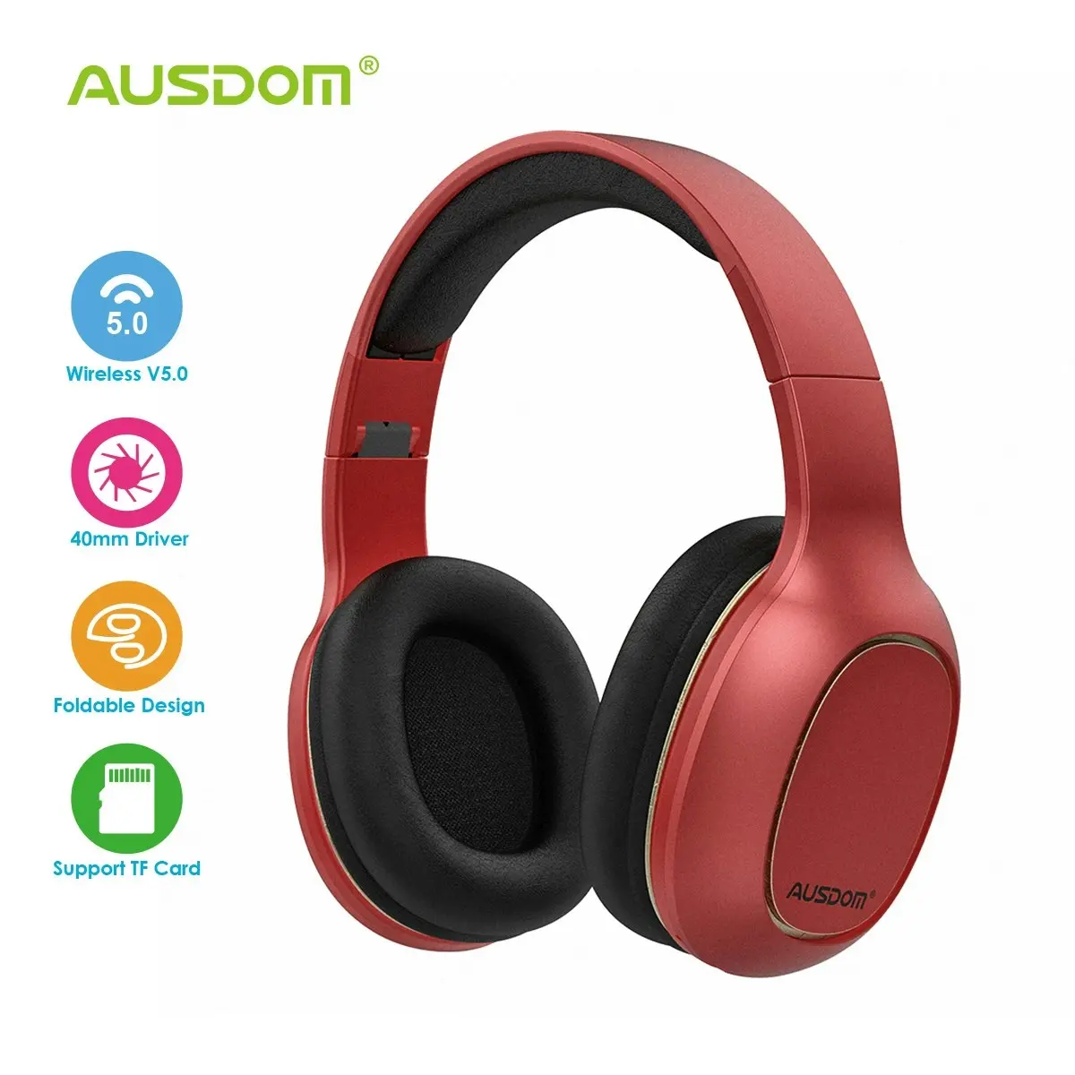 Ausdom M09 Bluetooth Foldable Over-Ear Wired Wireless Headphones